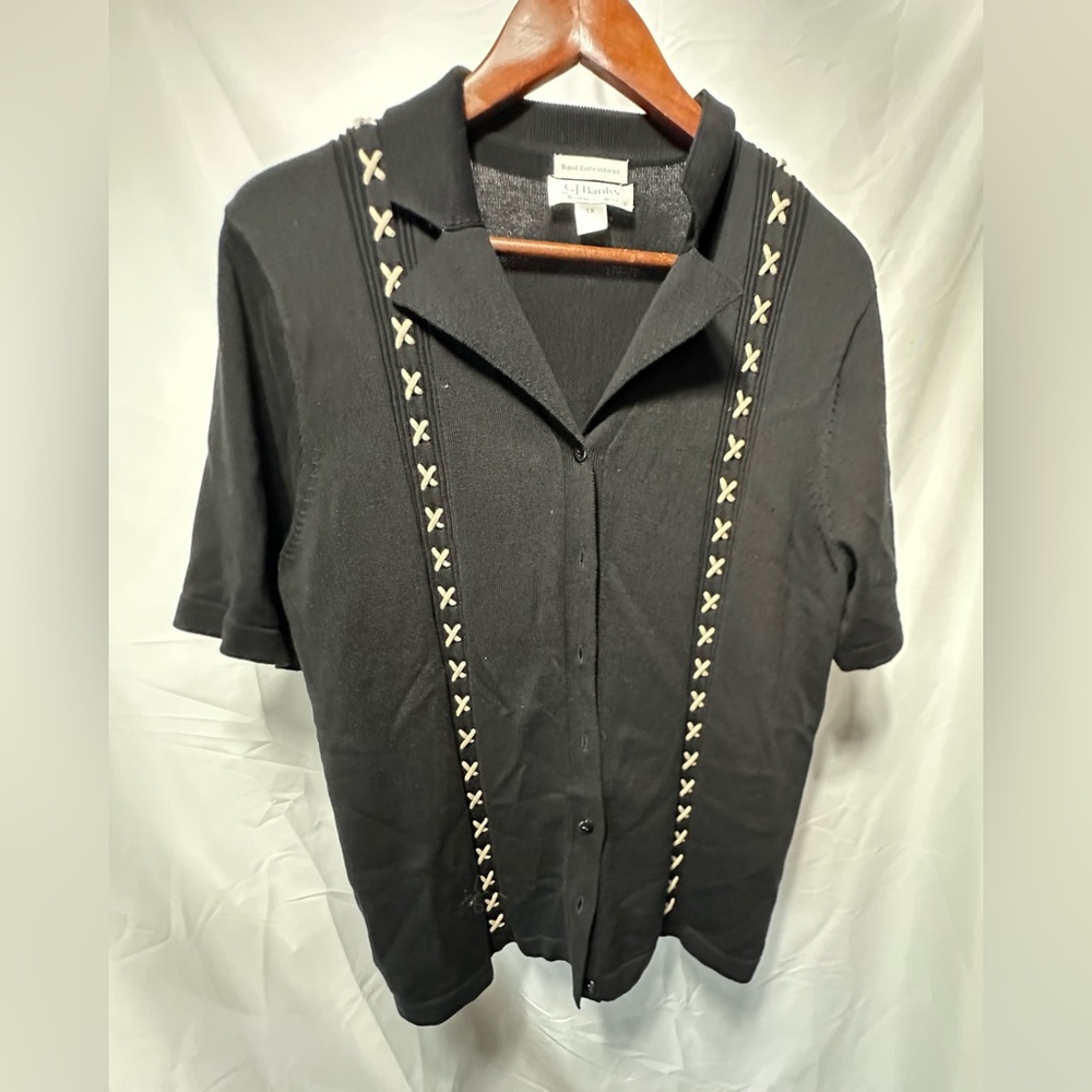 CJ Banks Men’s Vintage Cabana Style Knit Button Down Shirt